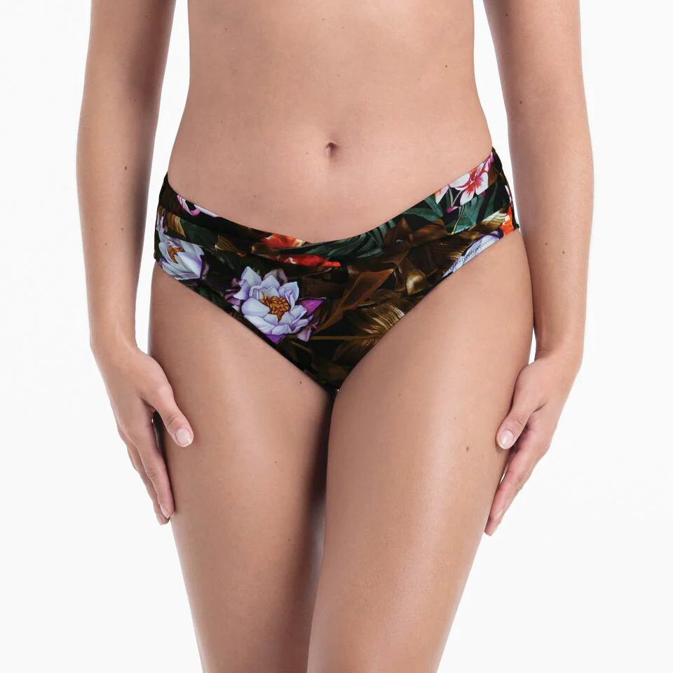 Botanical Love Bikini Slip 8401-0 Dark Olive/Black