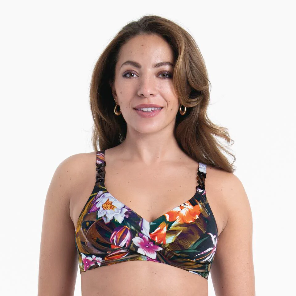 Botanical Love Bikini Top 8401-1 Dark Olive/Black