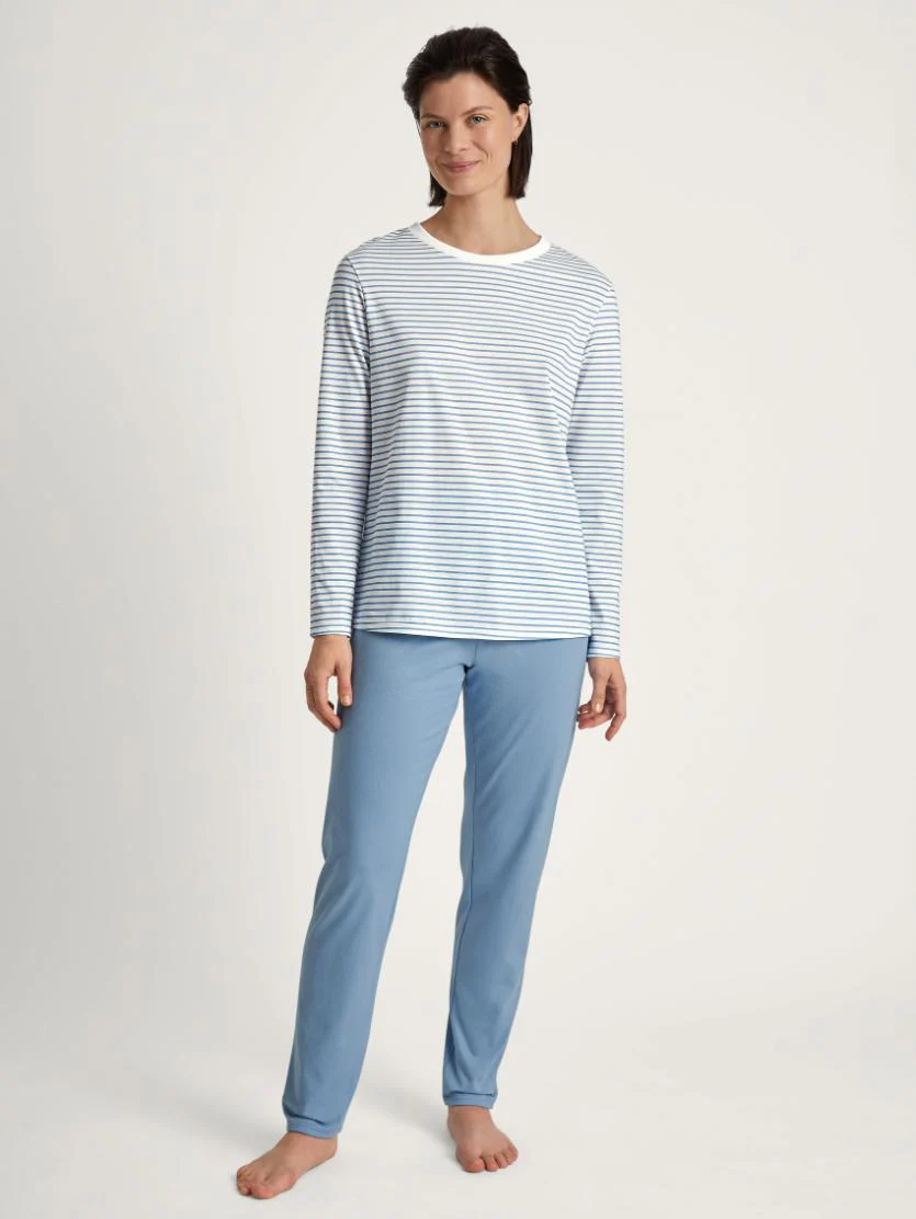 Cotton Stripes Pyjama 48491 Licht Blauw