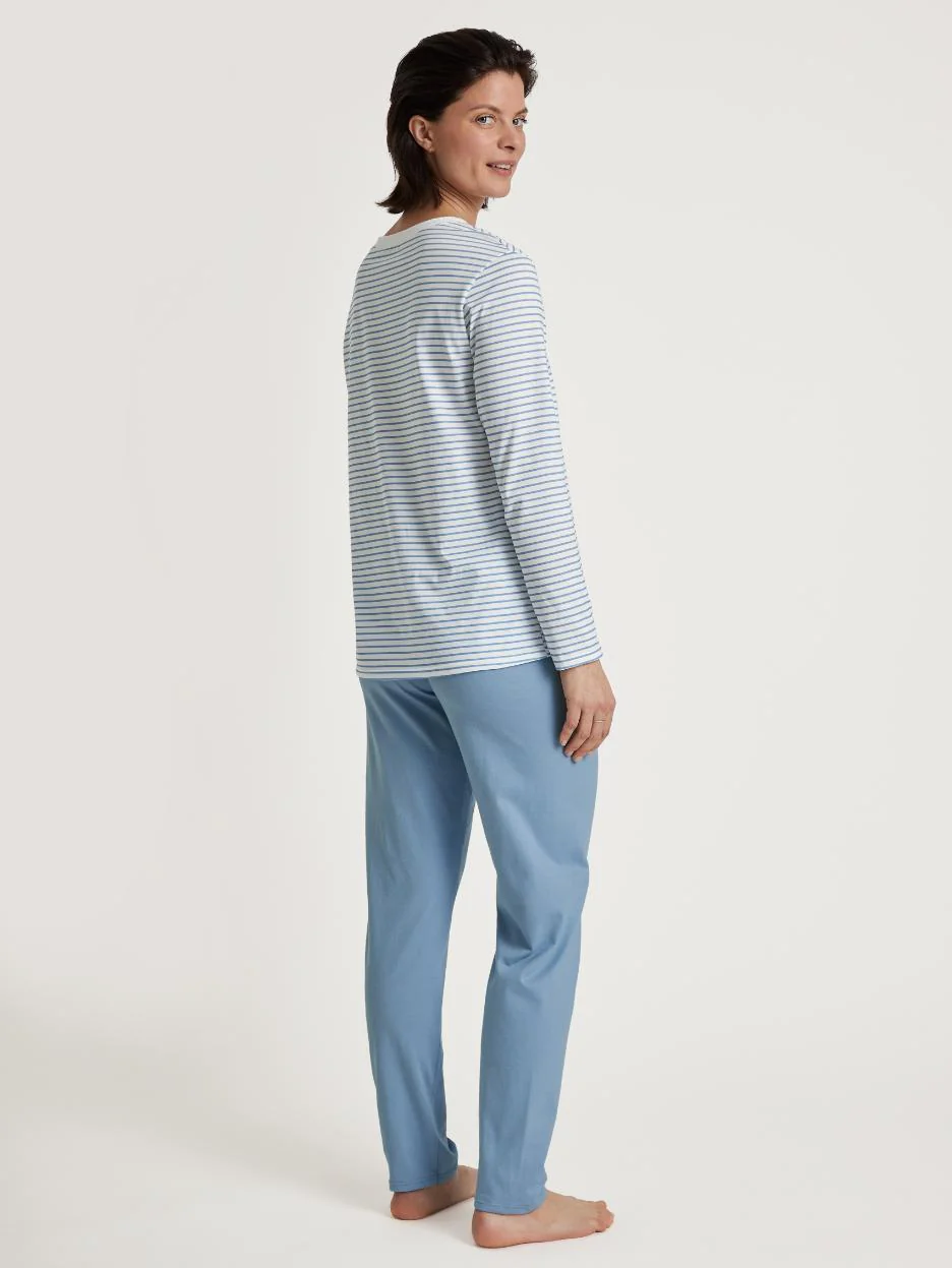 Cotton Stripes Pyjama 48491 Licht Blauw - Image 2