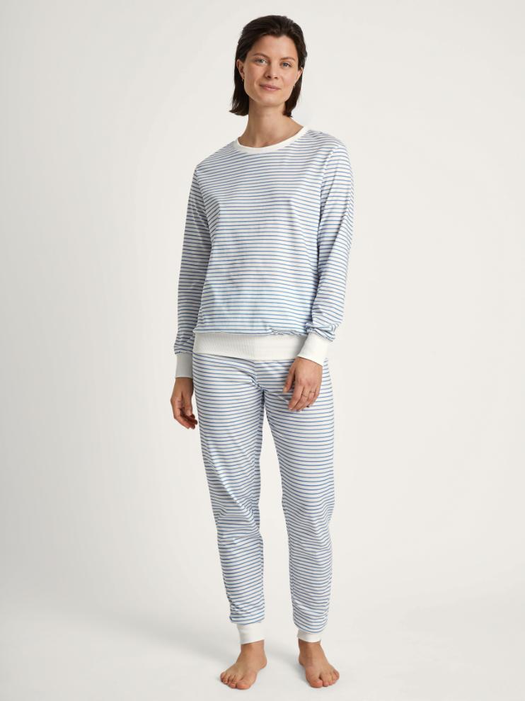 Cotton Stripes Pyjama 48591 Licht Blauw