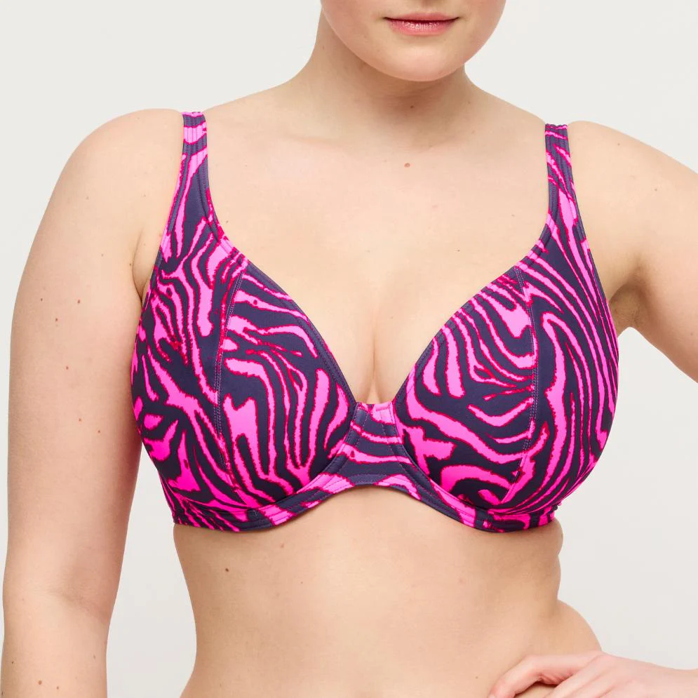 Malabo Voorgevormde Plunge Bikini Top 4013719 Hot Pink Zebra