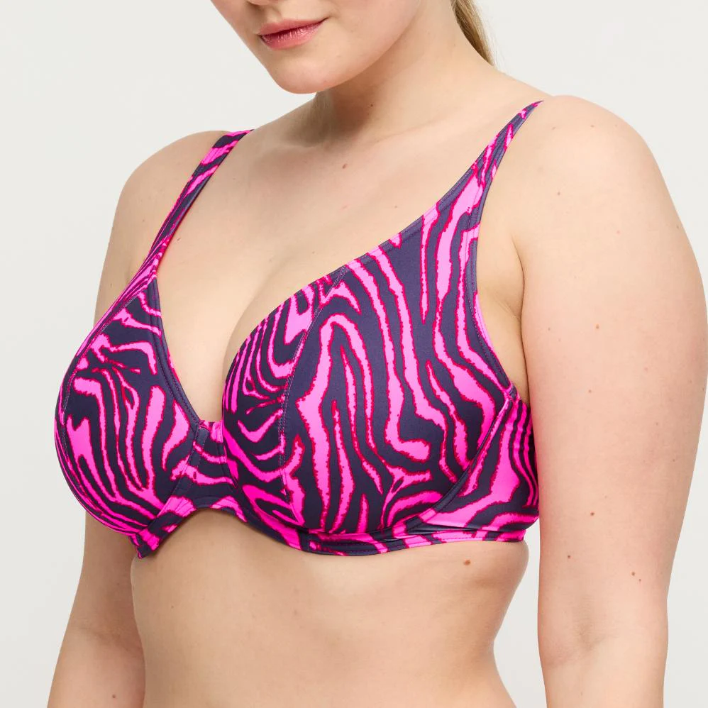 Malabo Voorgevormde Plunge Bikini Top 4013719 Hot Pink Zebra - Image 2