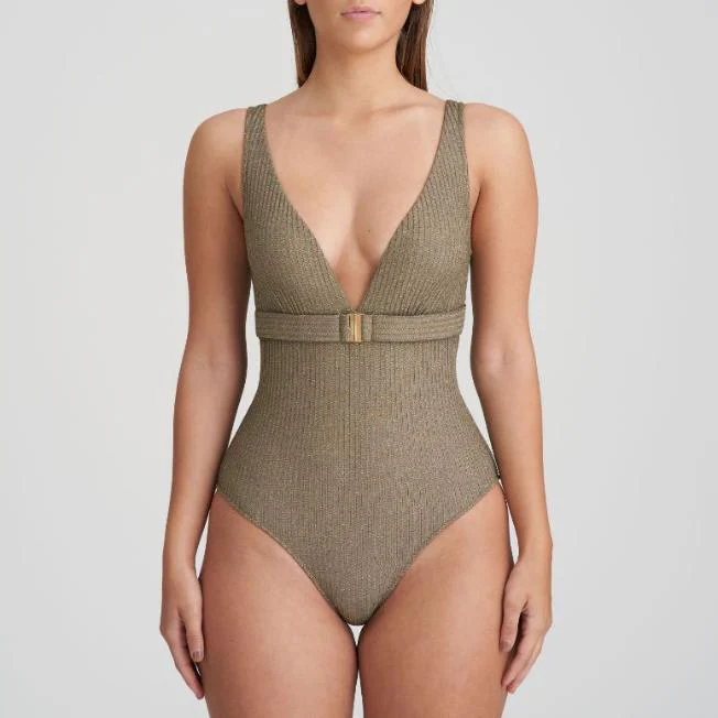 Tinjis Plunge Badpak Zonder Beugels 1006932 Golden Olive