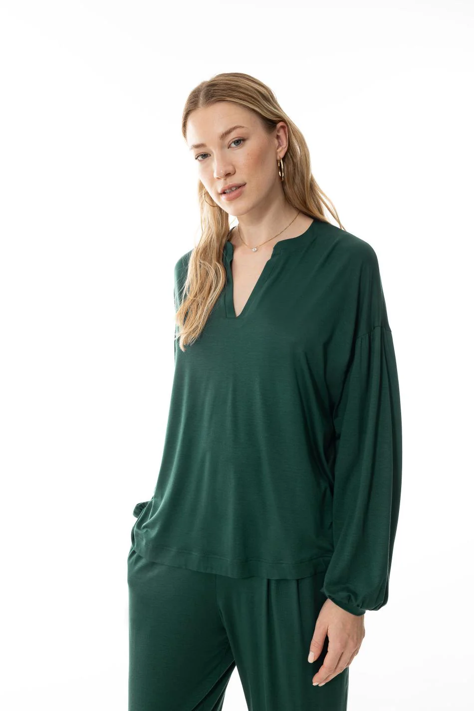 Mey Sleep Shirt lange Mouw 17341 447 Green Leaves