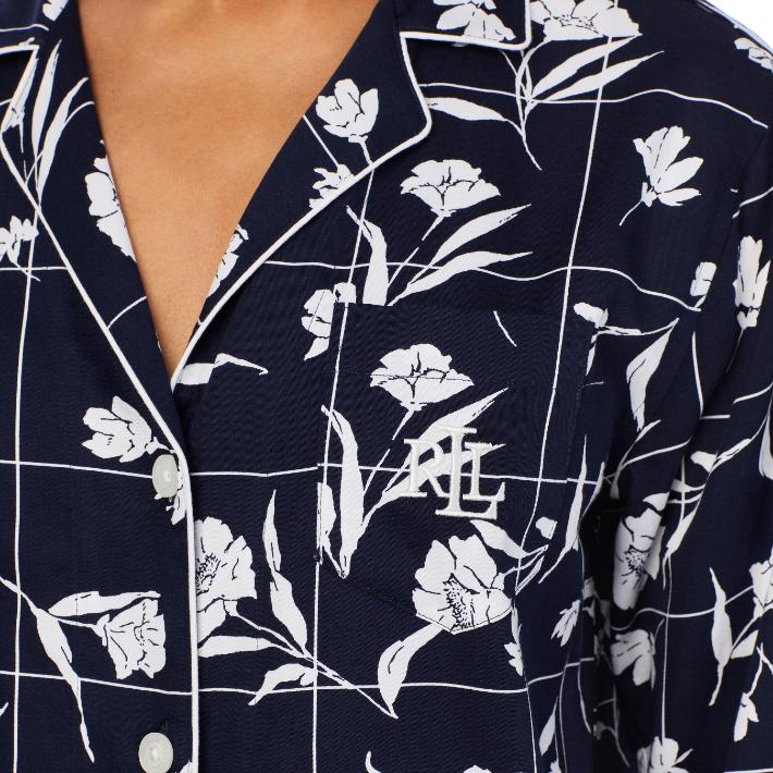 Navy Print Nachthemd ILN32399 Blue - Image 3