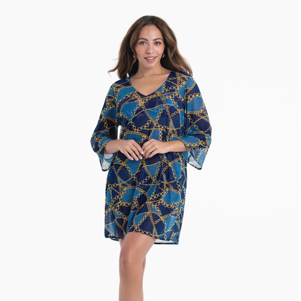 Sea Chains Kaftan 8185 Blue Denim